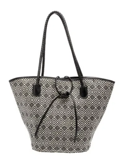 Pre-owned Neiman Marcus Straw Tote In Black
