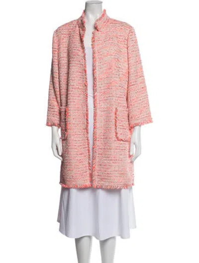 Pre-owned Neiman Marcus Tweed Pattern Coat In Pink