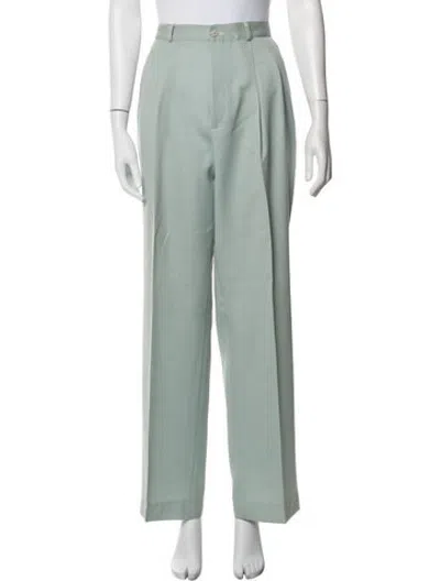 Pre-owned Neiman Marcus Wool Straight Leg Pants In Green