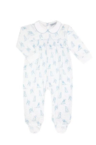 Nellapima Babies'  Blue Puppy Love Print Smocked Footie