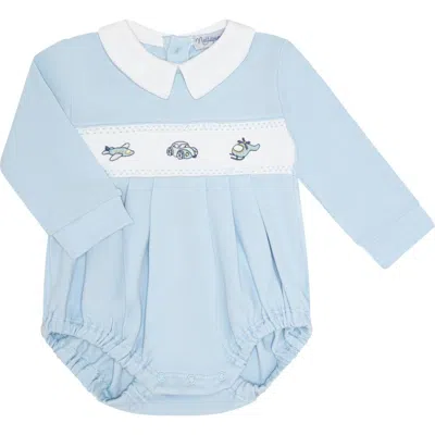Nellapima Babies'  Mini Voyages Embroidery Bubble Long Sleeve In Blue