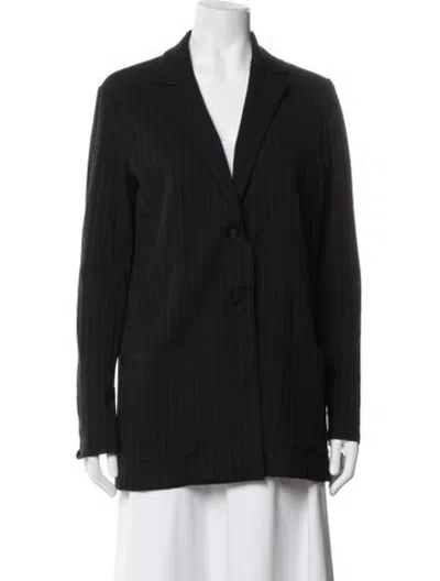 Pre-owned Nells Nelson Virgin Wool Striped Blazer In Black