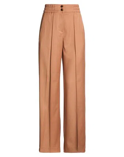 Nenette Woman Pants Camel Size 2 Polyester, Viscose, Elastane In Brown