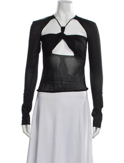 Pre-owned Nensi Dojaka Asymmetrical Long Sleeve Top In Black