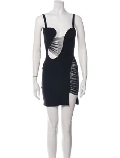 Pre-owned Nensi Dojaka Asymmetrical Mini Dress In Black