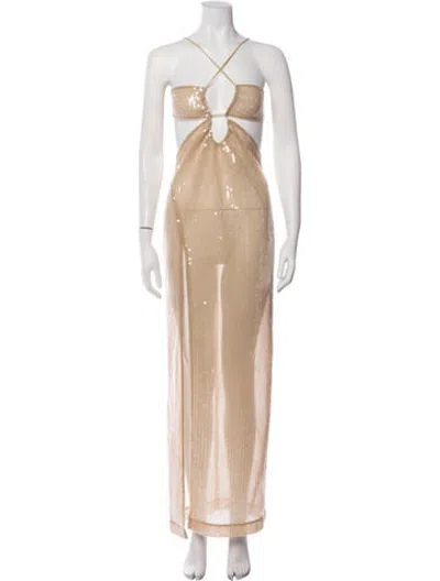 Pre-owned Nensi Dojaka Patterned Long Dress In Neutrals