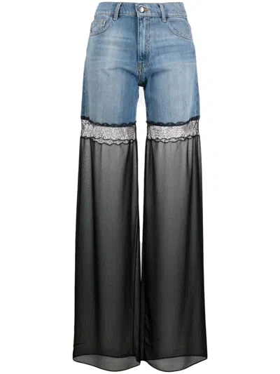 Nensi Dojaka Wide-leg Blue Cotton Denim Jeans In Black