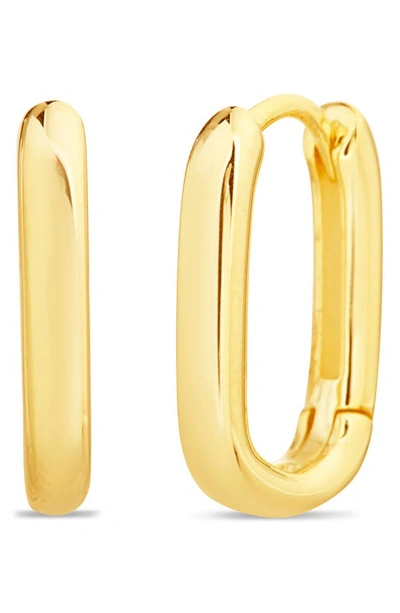 Nes Jewelry Oval Huggie Hoop Earrings In Gold