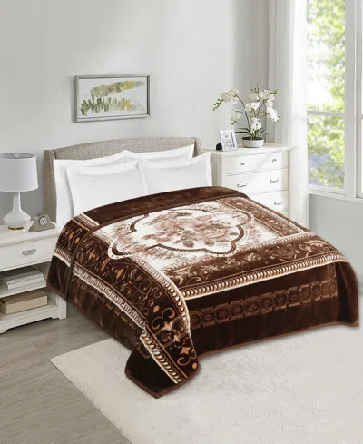 Nestl Printed Faux Mink Weighted Bed Blanket, 12 Lbs, King In Brown Print