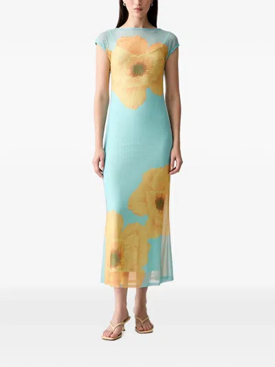 Never Fully Dressed Floral-print Mesh Midi Dress In Multi