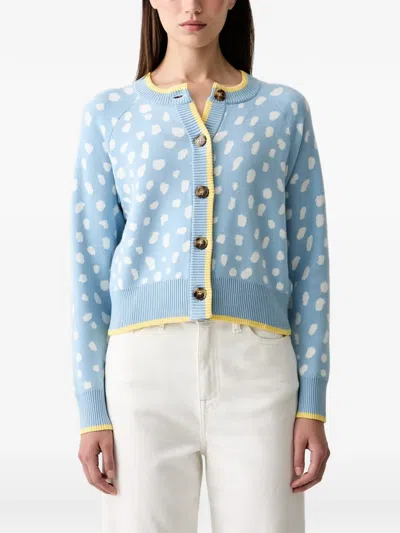 Never Fully Dressed Polka-dot Button-up Cardigan In Blue