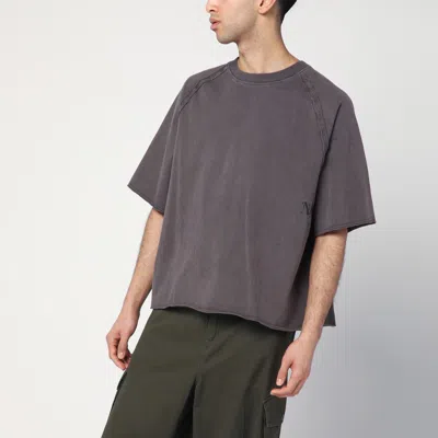 New Amsterdam Surf Association Cropped Vintage-effect Cotton T-shirt In Grey