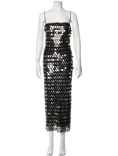 Pre-owned New Arrivals Patterned Midi Length Dress In Black/metallic