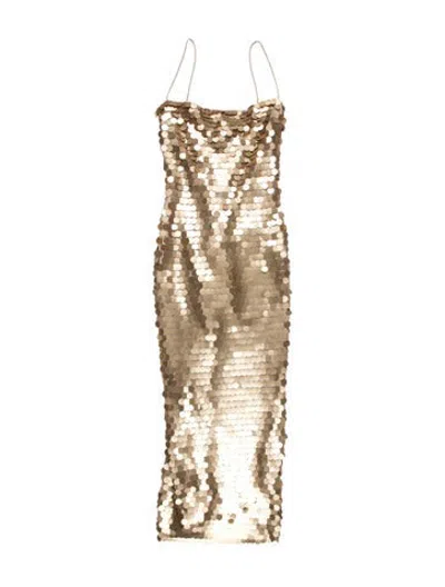 Pre-owned New Arrivals Patterned Mini Dress In Gold