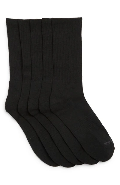 New Balance 5-pack Athletic Toe Logo Crew Socks In Black