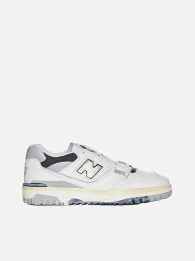 New Balance Bb550 Leather Sneakers In Off White,grey