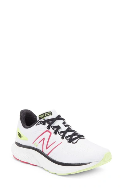 New Balance Evoz Running Shoe In White/ Carinval Pink