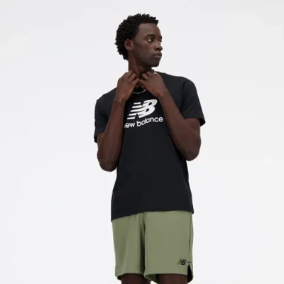 New Balance Mens  Essential Stacked Logo T-shirt In Black/white