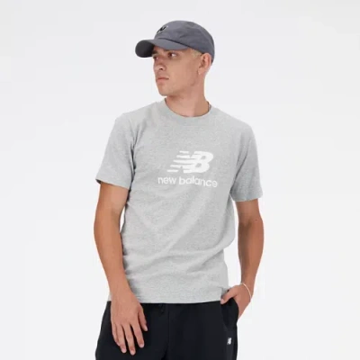 New Balance Mens  Essential Stacked Logo T-shirt In Grey/white