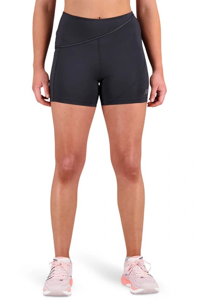 New Balance Shape Shield 4" Fitted Shorts In Black