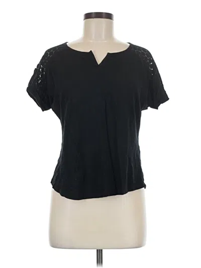 Pre-owned New Directions Short Sleeve Top Black Keyhole Neckline Tops