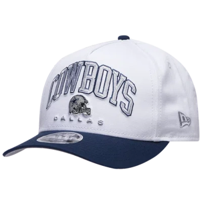 New Era Cowboys 9forty A-frame 2t Arch Cap In White/navy