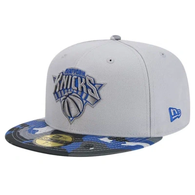 New Era Grey New York Knicks Active Colour Camo Visor 59fifty Fitted Hat