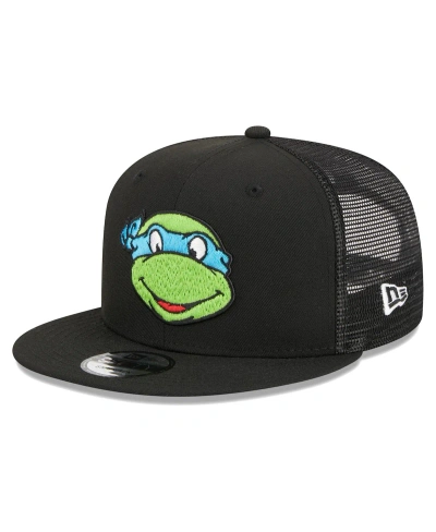 New Era Men's  Black Teenage Mutant Ninja Turtles Happy Leonardo Trucker 9fifty Snapback Hat
