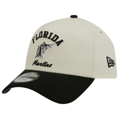 New Era Miami Marlins  Marlins 9forty A-frame Upsd Arch Cap In White/black