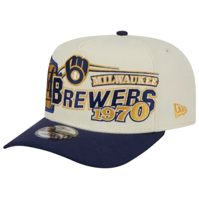 New Era Milwaukee Brewers  Brewers 9fifty A-frame Classic Cap In White/navy