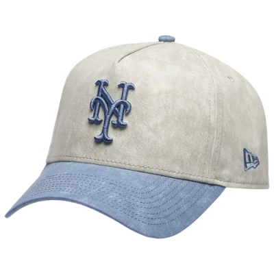 New Era New York Mets  Mets 9forty A-frame Washed Cap In Grey/navy
