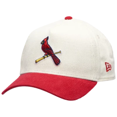 New Era St. Louis Cardinals  Cardinals 940 A Frame Cordory Cap In White/red