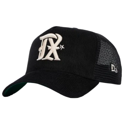 New Era Texas Rangers  Rangers 9forty Cord Trucker Cap In Black/black