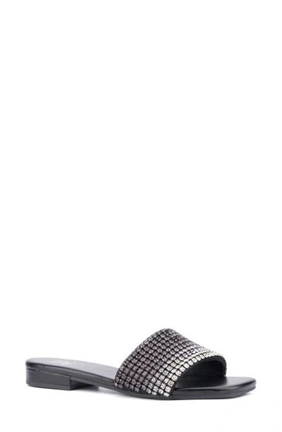 New York And Company Gracie Rhinestone Slide Sandal In Black