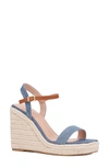 New York And Company Unita Espadrille Platform Wedge Sandal In Blue/tan