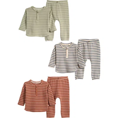 Next Babies'  Kids' 6-piece Waffle Knit Henley & Pants Set In Multi