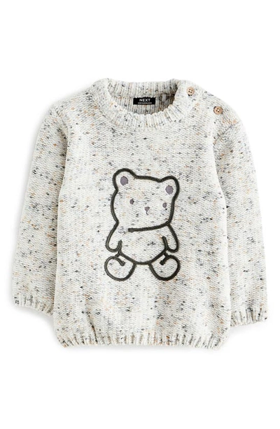 Next Kids' Bear Marled Graphic Sweater In Grey
