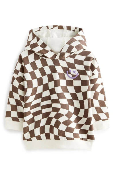 Next Kids' Check Cotton Hoodie In Brown
