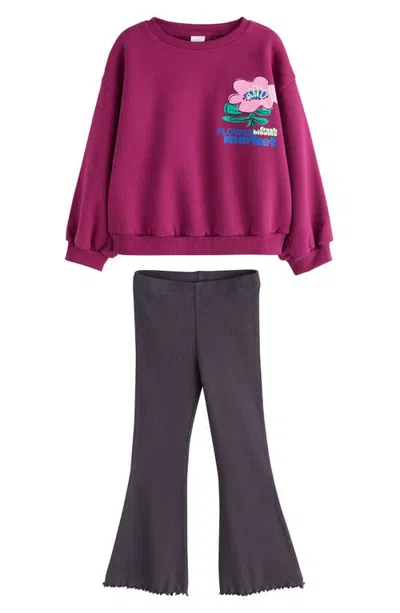 Next Kids' Flower Market 2-piece Sweatshirt & Leggings Set In Multi
