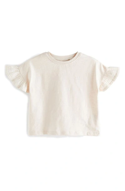 Next Kids' Ruffle Sleeve Cotton T-shirt In White