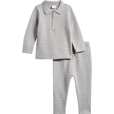 Next Babies'  Knit Quarter Zip Pullover & Pants Set In Gray