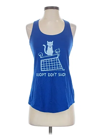 Pre-owned Next Level Apparel Tank Top Blue Halter Neckline Tops