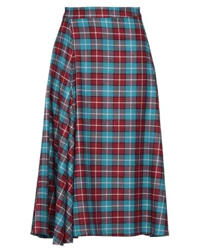 Niū Woman Midi Skirt Brick Red Size Xs Viscose, Polyester, Wool, Elastane