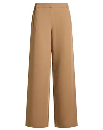Niū Woman Pants Camel Size L Polyester, Viscose, Elastane In Brown
