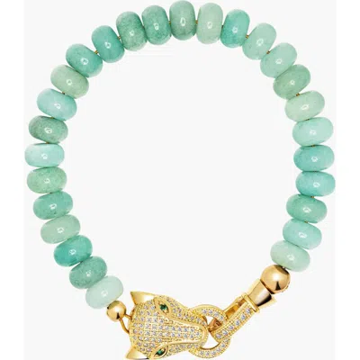Nialaya Amazonite Bracelet With Panther Head In Blue