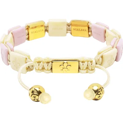 Nialaya Ceramic Flatbead Bracelet With Cz In Gold
