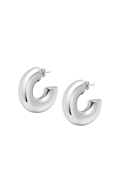 Nialaya Chunky Tube Hoop Earrings In Silver