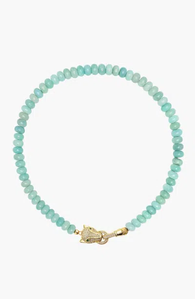 Nialaya Gemstone Choker With Panther Head In Blue