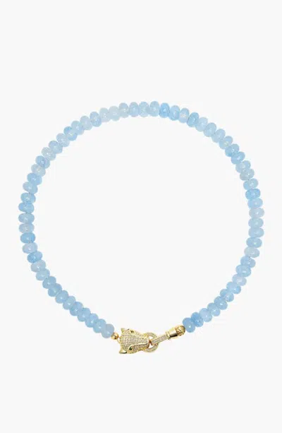 Nialaya Gemstone Choker With Panther Head In Blue