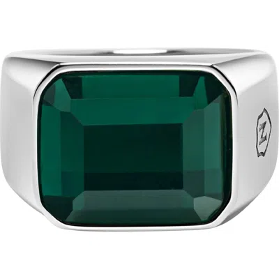Nialaya Green Zircon Signet Ring